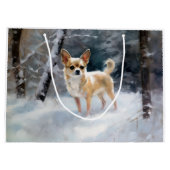 Chihuahua lässt es Weihnachten schnee Große Geschenktüte (Rückseite)