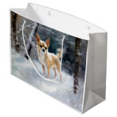 Chihuahua lässt es Weihnachten schnee Große Geschenktüte (Rückseite Schrägansicht)