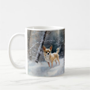 Chihuahua lässt es Weihnachten schnee Kaffeetasse