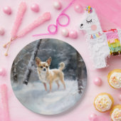 Chihuahua lässt es Weihnachten schnee Pappteller (Party)