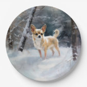 Chihuahua lässt es Weihnachten schnee Pappteller (Vorderseite)