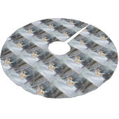 Chihuahua lässt es Weihnachten schnee Polyester Weihnachtsbaumdecke (Schrägansicht)