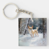 Chihuahua lässt es Weihnachten schnee Schlüsselanhänger (Vorderseite)