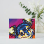 Chihuahua LC schwarz und tan Postkarte (Stehend Vorderseite)