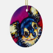 Chihuahua LC Schwarzes und Tan Keramikornament (Rechts)