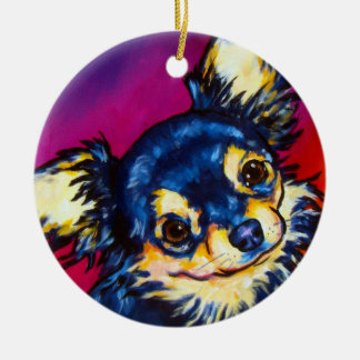 Chihuahua LC Schwarzes und Tan Keramikornament