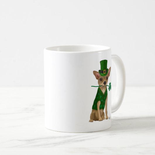 Chihuahua Leprechaun Kaffeetasse (VorderseiteRechts)