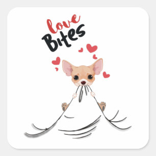 Chihuahua Liebe bites Valentinstag Geschenke für s Quadratischer Aufkleber