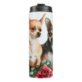 Chihuahua-Liebe mit Rose Thermosbecher (Vorderseite)