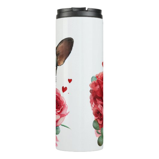 Chihuahua-Liebe mit Rose Thermosbecher (Rückseite)