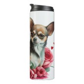 Chihuahua-Liebe mit Rose Thermosbecher (Nach rechts gedreht)