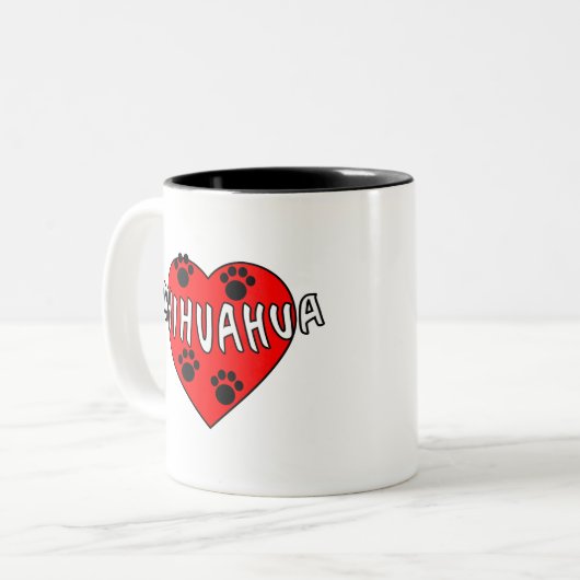 Chihuahua-Liebe Zweifarbige Tasse (Vorderseite Links)