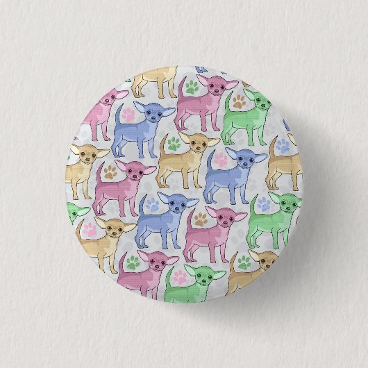 Chihuahua-Liebhaber-buntes Muster Button (Vorderseite)