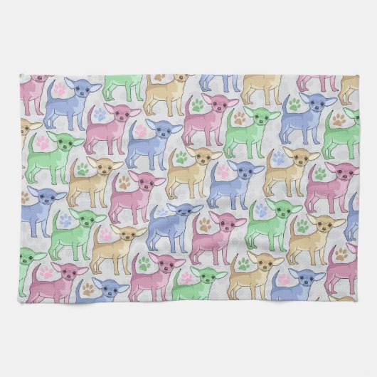 Chihuahua-Liebhaber-buntes Muster Geschirrtuch (Horizontal)