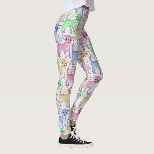 Chihuahua-Liebhaber-buntes Muster Leggings (Rechts)
