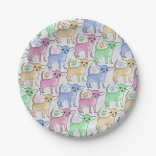 Chihuahua-Liebhaber-buntes Muster Pappteller