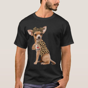 Chihuahua-Liebhaber Ich liebe Mama Tattoo Leopard  T-Shirt