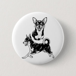 Chihuahua-Liebhabers Entzücken Dynamisches Duo in Button