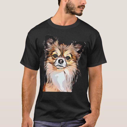 Chihuahua Long Coat Tri Color T-Shirt (Vorderseite)