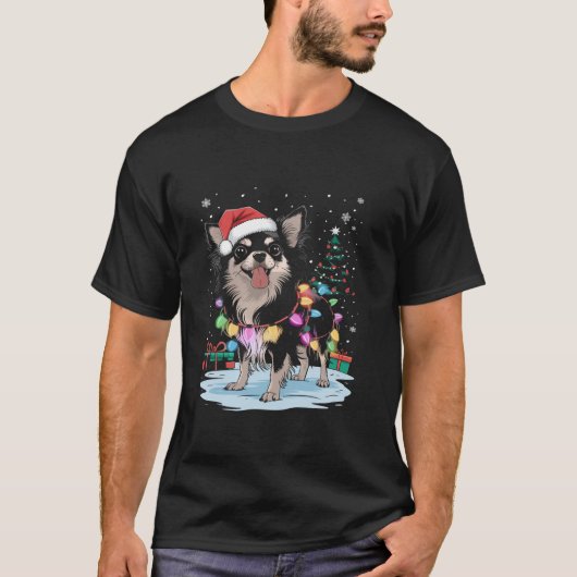 Chihuahua Long Hairs Hund Weihnachten Weihnachten  T-Shirt (Vorderseite)