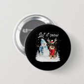 Chihuahua Long hatte Santa Dog Weihnachtsschneeman Button (Vorne & Hinten)