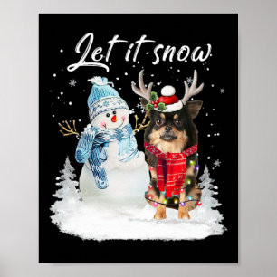 Chihuahua Long hatte Santa Dog Weihnachtsschneeman Poster