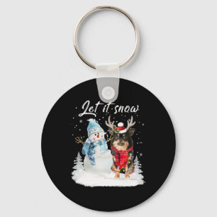 Chihuahua Long hatte Santa Dog Weihnachtsschneeman Schlüsselanhänger
