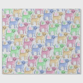 Chihuahua Lover farbenfrohe Musterverpackung Geschenkpapier (Flach)