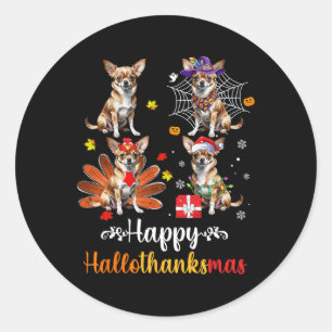 Chihuahua Lover Halloween Weihnachtsfest Hallotha Runder Aufkleber
