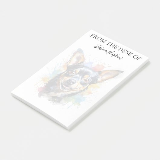 Chihuahua Lover Monogrammed Dog Post-it Klebezettel (angewinkelt)