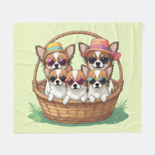 Chihuahua lustige Welpen Fleecedecke (Vorderseite (Horizontal))