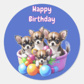Chihuahua lustige Welpen Runder Aufkleber (Vorderseite)