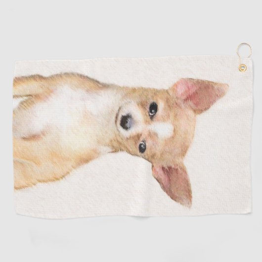 Chihuahua Malerei - Niedliche Hundekunst Golfhandtuch (Horizontal)