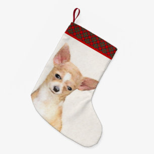 Chihuahua Malerei - Niedliche Hundekunst Kleiner Weihnachtsstrumpf
