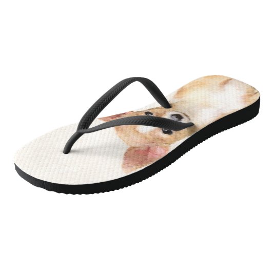 Chihuahua-Malerei - Niedliche Original-Hundkunst Badesandalen (Schrägansicht)
