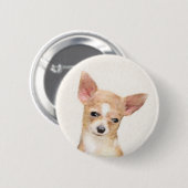 Chihuahua-Malerei - Niedliche Original-Hundkunst Button (Vorne & Hinten)