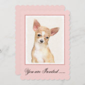 Chihuahua-Malerei - Niedliche Original-Hundkunst Einladung (Vorne/Hinten)
