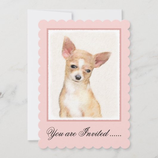 Chihuahua-Malerei - Niedliche Original-Hundkunst Einladung (Vorderseite)