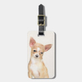 Chihuahua-Malerei - Niedliche Original-Hundkunst Gepäckanhänger (Vorderseite vertikal)