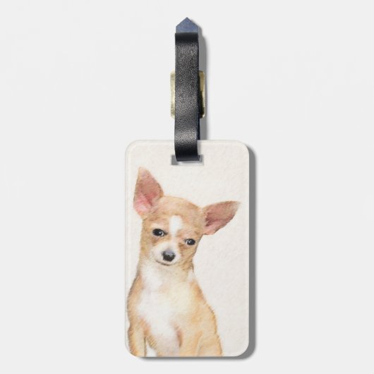 Chihuahua-Malerei - Niedliche Original-Hundkunst Gepäckanhänger (Rückseite vertikal)