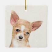 Chihuahua-Malerei - Niedliche Original-Hundkunst Keramikornament (Rückseite)
