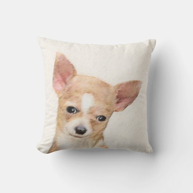 Chihuahua-Malerei - Niedliche Original-Hundkunst Kissen (Vorderseite)