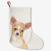 Chihuahua-Malerei - Niedliche Original-Hundkunst Kleiner Weihnachtsstrumpf (Vorderseite)