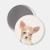 Chihuahua-Malerei - Niedliche Original-Hundkunst Magnet (Vorderseite/Rückseite)