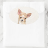 Chihuahua-Malerei - Niedliche Original-Hundkunst Ovaler Aufkleber (Tasche)