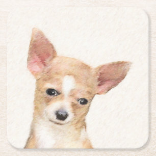 Chihuahua-Malerei - Niedliche Original-Hundkunst Rechteckiger Pappuntersetzer