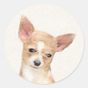 Chihuahua-Malerei - Niedliche Original-Hundkunst Runder Aufkleber