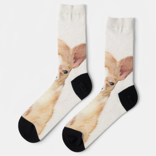 Chihuahua-Malerei - Niedliche Original-Hundkunst Socken (Linkes Detail)