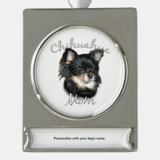 Chihuahua Mama 2 Banner-Ornament Silber (Vorderseite)