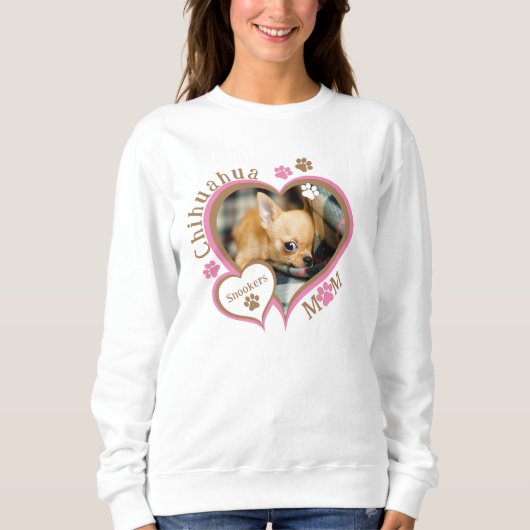 Chihuahua-Mama Benutzerdefiniertes Foto und Name Sweatshirt (Vorderseite)